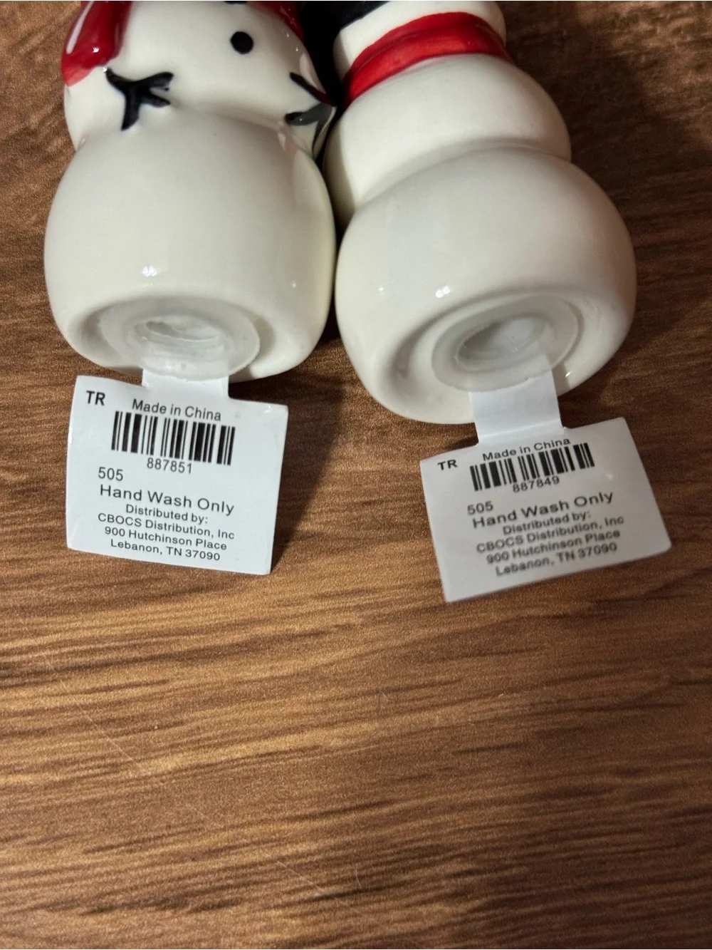 Holiday Snowman Salt and Pepper Shaker Set - Red Scarf
